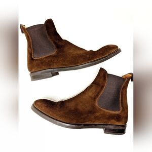 J FitzPatrick Leather Dark Brown Alki Suede Chelsea Boots USA 11.5